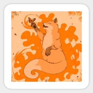 Cute fox with butterfly Sticker